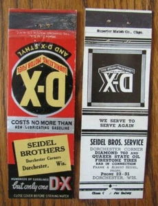 CUBIERTAS DE LIBRO DE CERILLAS DE GASOLINERA SEIDEL BROTHERS D-X: DORCHESTER, WISCONSIN -G7 - Imagen 1 de 3