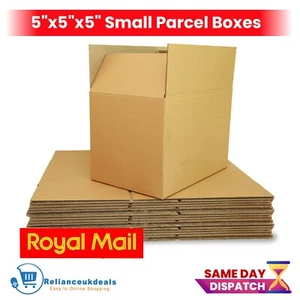 5x5x5" Single Wall Cardboard Boxes Postal Mailing Royal Mail Parcel Packing Box - Picture 1 of 17