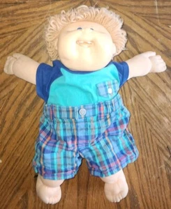 1983 Cabbage Patch Kids Doll Boy Open Mouth With Teeth Blonde Curly Hair Vintage - Picture 1 of 13