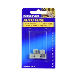 Narva 52420BL 20 AMP Micro 2 Blade Fuse Pack - Auto Electrical - Picture 1 of 1