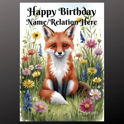 E TAYLOR ART Personalised Birthday Card Plantable Seed Fox Nature Daughter Son Mum Grandson