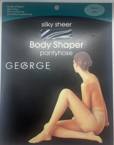Body Shaper Pantyhose, Silky Shear, Black or Ivory, Plus - Picture 1 of 8