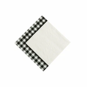 Black Gingham Beverage Napkins, Party Supplies, 16 Pieces - Picture 1 of 1