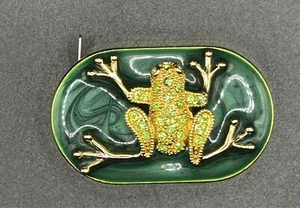 Small 40 Inch MEASURING TAPE Frog Green Crystals and Enamel - Picture 1 of 5