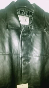 New BY ARMANI   COLLEZIONI LEATHER  JACKET/COAT LRG APP.33" LENGHT 24" SLEEVE - Picture 1 of 7