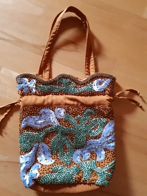 HVISK, Copenhagen, Tasche, Hippie Style, Pailletten, NEU, Zugband. Perlen, Top - Bild 1 von 4