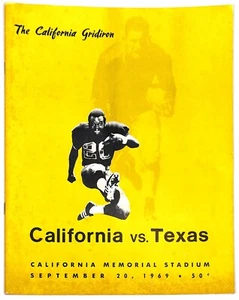 Programa de fútbol americano Texas Longhorns vs California Bears 1969 excelente - Imagen 1 de 3