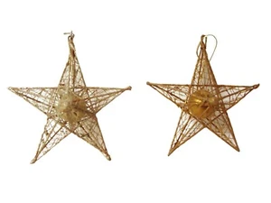 (VI129) Ciondolo Adorno Natale Christmas Stella Metallo Dorato Argentato Sur - Picture 1 of 5