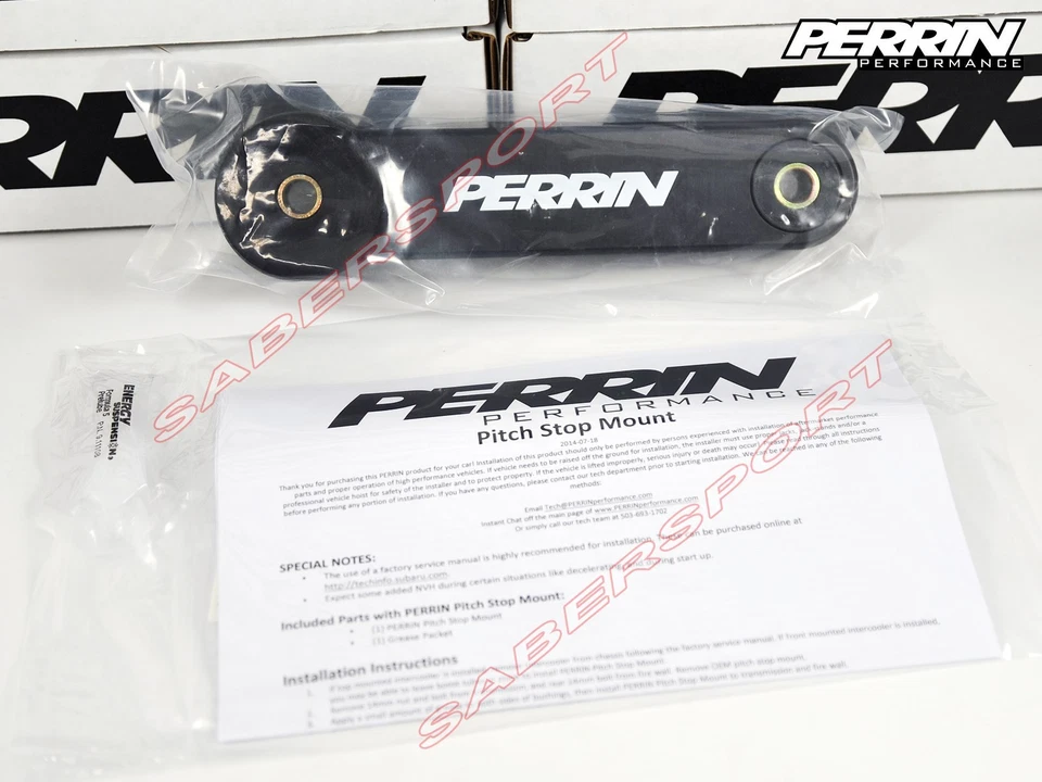 Soporte de parada de paso de color negro Perrin para Subaru Impreza WRX STI 1993-2024 y más Foto 1 de 4