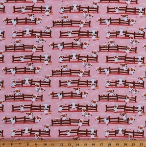 Flannel Counting Sheep Farm Animals Pink Cotton Flannel Fabric Print BTY D277.10 - Picture 1 of 1