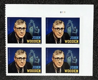 2024USA #5833 Forever John Wooden - Plate Block of 4  Mint - Image 1 of 4