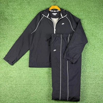 Pantalones deportivos Nike Y2K negros vintage de la década de 2000 medianos/chaqueta grande - LEER Foto 1 de 4