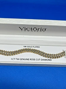 Victoria Townsend 1 CT TW Genuine Rose Cut Diamond 18K GP Ladies Bracelet - Bild 1 von 12