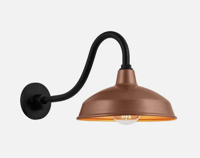 Hampton Bay Easton 11" 1-Light Copper Barn Outdoor Wall Lantern Sconce Steel - Image 1 of 4