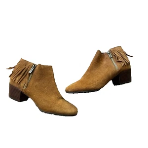 Kenneth Cole Reaction Fringe Ankle Boots Women’s Size 8.5 Tan Suede Western - Picture 1 of 5