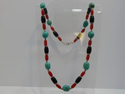 collar mujer 26 pulgadas Chevron/hueso/magnesita turquesa cuentas suroeste (A10) Foto 1 de 3