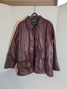 Chaqueta de cuero para mujer Salon Studio Haband XL abotonada vaquera occidental ranchero - Imagen 1 de 8