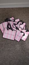 lot of 6 Victoria's Secret reusable striped bags ribbon handles