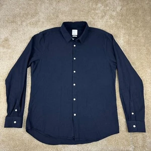 Sandro Paris Mens Button Shirt XXL 2XL Classic fit dark Blue light Flannel - Picture 1 of 18