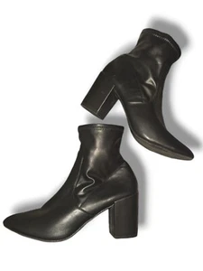 Sugar Ankle Bootie Womens Size 9M Black Block Heel Vintage Smooth Faux Leather - Picture 1 of 8