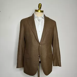 Caruso Made in Italy Sport Coat Mens Brown Houndstooth 42S (52 it) - Picture 1 of 15