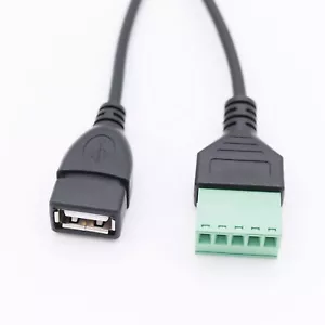 1FT USB A Female to 5 Pin Screw Terminal Connector Plug w/ Shield Adapter Cable - Picture 1 of 9