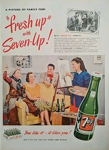 1951 7up Print Ad, Artist Painting Her Dressed Up As Cowboy Brother - Picture 1 of 1