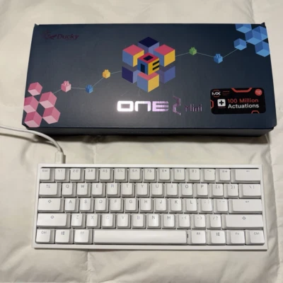 Ducky One 2 Mini Pure White Silent Red Cherry Switches RGB LED 60% Keyboard - Image 1 of 4