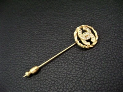 Broche prendedor redondo Chanel vintage cristal logotipo cc Foto 1 de 4
