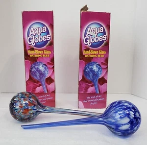 Aqua Globes Hand Blown Glass Plant Watering Bulbs Lot of 2 Blue - Picture 1 of 4