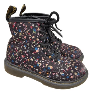Dr Doc Martens Delaney Canvas Floral Print Boots Side Zip Youth US 1 EUR 32 - Picture 1 of 16