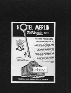 HOTEL MERLIN KUALA LUMPUR, MALAYA PREMIER HOTEL 1958 HARLEKIN GRILL AD - Bild 1 von 1