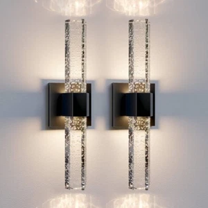 Epinl Black Modern Wall Sconces Set of Two Crystal Sconces Wall Decor - Picture 1 of 3