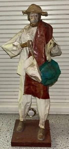 "Estatuilla de colección arte popular México papel maché anciano con 2 sombreros 13,5"" de alto" - Imagen 1 de 7