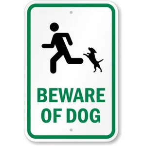 Beware Of Dog Aluminum Weatherproof 8" x 12" Sign - Picture 1 of 1
