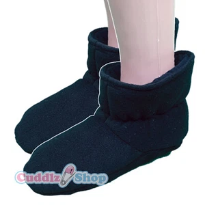 Kuschelige unifarbene schwarze Fleece-Booties in Erwachsenengröße gepolstert - Bild 1 von 1