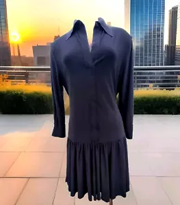 Kamalikulture x Norma Kamali Black Drop Waist Jersey Stretch Dress LG - Picture 1 of 13