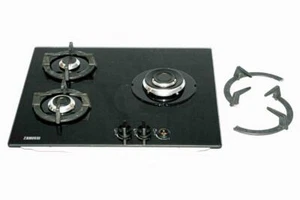 Zanussi ZGO68330BA Gaskochfeld, 60 cm, 3-flammig, Frontsteuerung, Wok-Brenner - Bild 1 von 6