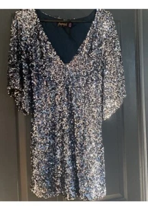 Free People Paillettenkleid klein Party Urlaub Größe 10 120 $ - Bild 1 von 6