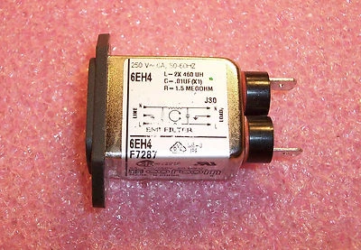 QTY (2) 6EH4 CORCOM F7287 AC POWER ENTRY RECEPTACLES 6A FLANGE MOUNT NOS - Image 1 of 4