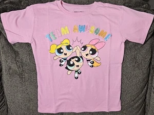 Powerpuff Girls "Team Awesome" Embroidered Pink T-Shirt - Cartoon Network (XL) - Picture 1 of 4