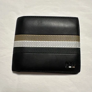 Boss Black PU Faux Leather Wallet Bifold Card Holder ID bag - Picture 1 of 16