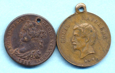 France 2 Nice Tokens -Flag Distribution 1852 & Gaming 1868  FREE SHIP - Image 1 of 2