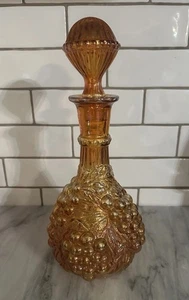 Vintage MCM Grape Golden Marigold Carnival Decanter Stopper Imperial Glass Bar - Picture 1 of 9