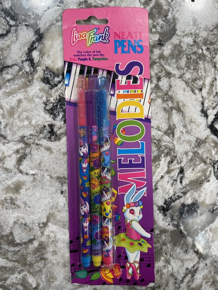 Canetas vintage Lisa Frank NEAT Melodies nostalgia rosa roxo tartaruga diversão  - Imagem 1 de 4