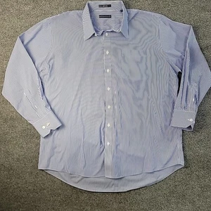 Damon Men's Long-Sleeve Button-Up Dress Shirt Size 18 34/35 Blue Stripes - Picture 1 of 13