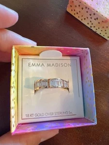 Emma Madison Ring 18kt Gold über Sterlingsilber Kristall Diamanten Einbettung Gr. 9 - Bild 1 von 8
