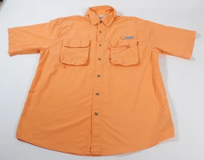 Bimini Bay Outfitters 男式橙色纽扣短袖衬衫 L 码 — 第 1/4 张图片
