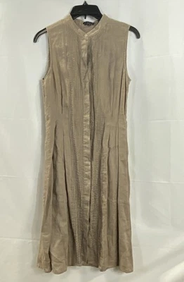 Vestido de lino beige Theory para mujer talla 8 Foto 1 de 4