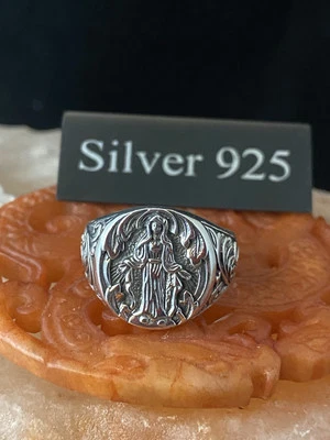 Anillo de plata con sello de la Virgen María Foto 1 de 4